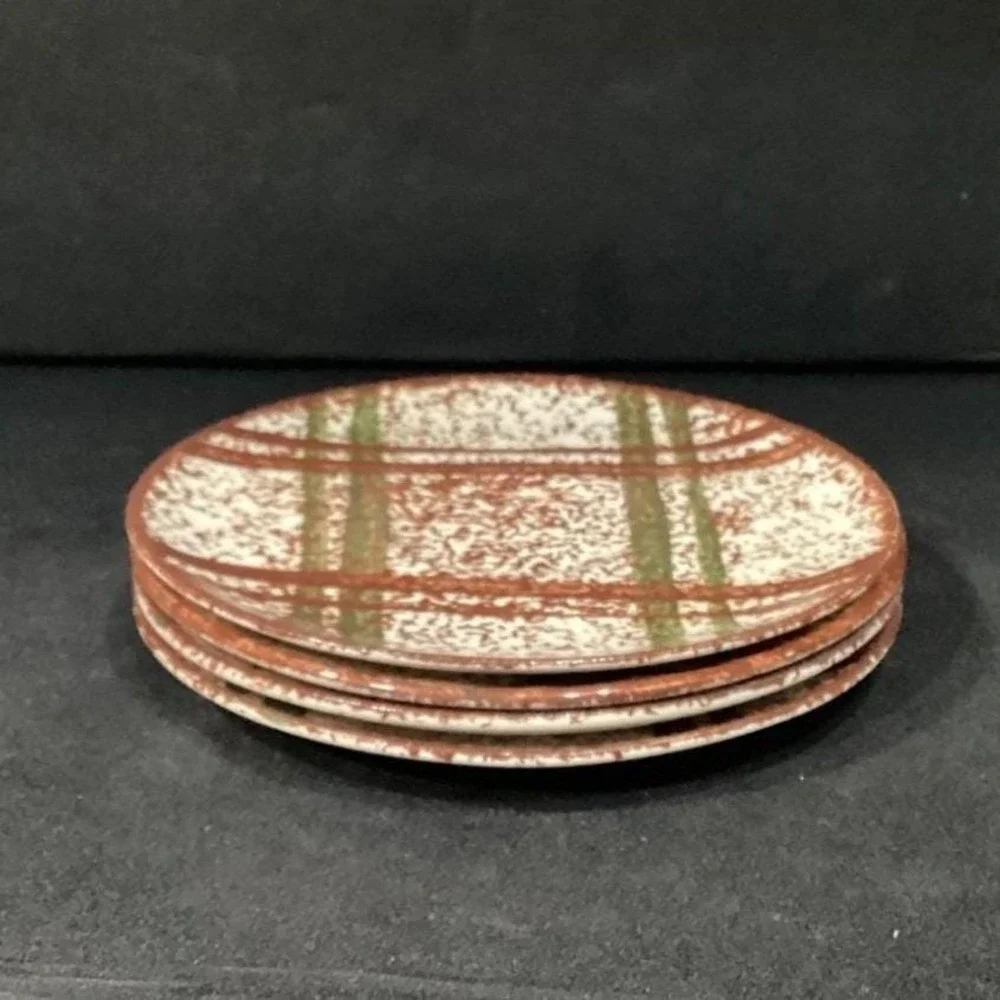 Blue Ridge Pottery Rustic Plaid Skyline Saucer, Set of 4 Replacement Dinnereware